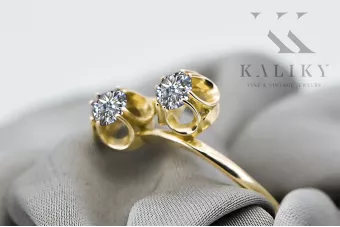Anneau Zircon Or jaune 14 carats Style vintage vrc266y